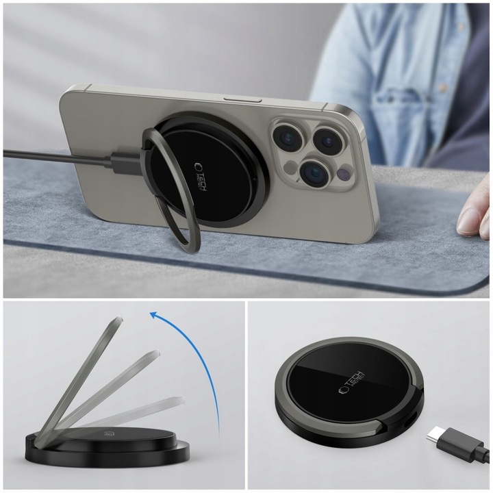 ŁADOWARKA INDUKCYJNA DO MAGSAFE USB-C 15W Z PODSTAWKĄ NA IPHONE 12 13 14 15