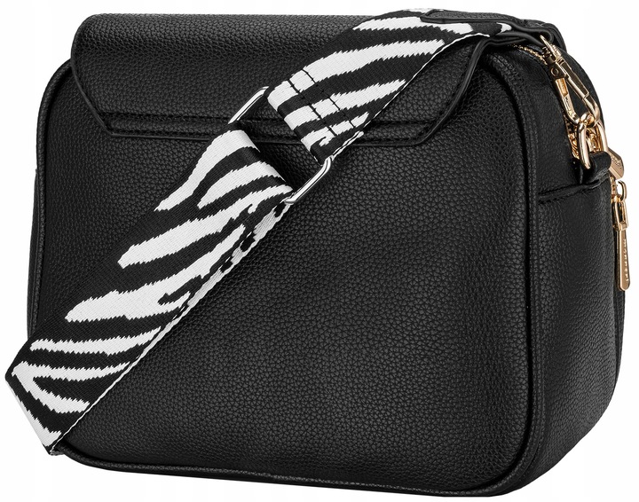 Torebka Damska Listonoszka MONNARI KUFEREK Czarna 2 PASKI PRZEGRODY