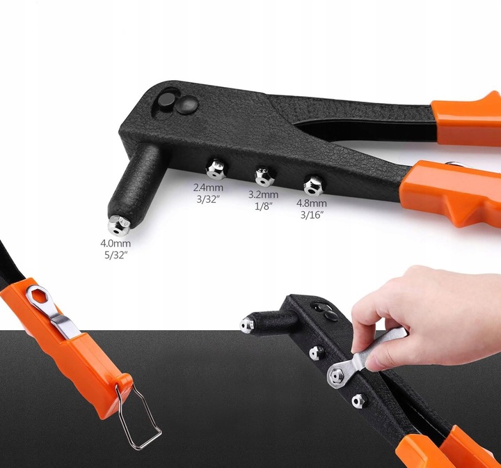 SOLIDNA NITOWNICA RĘCZNA DO NITÓW 2.4/3.2/4.0/4.8mm + 40szt NITÓW