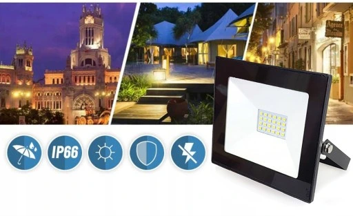 Halogen LED 20W lampa naświetlacz zewnętrzny zimny 6000K 1640LM reflektor