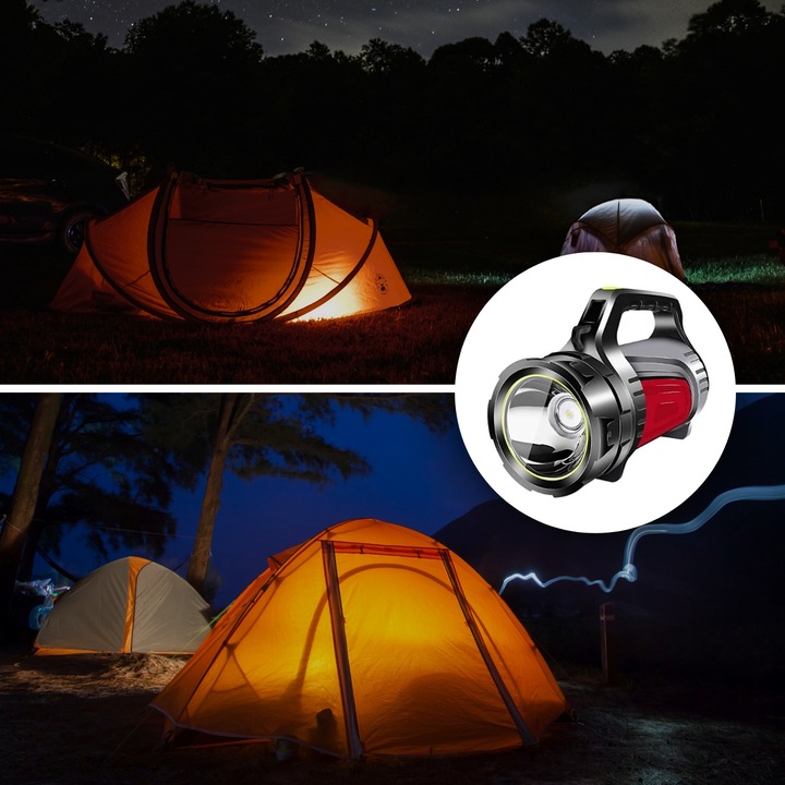 MOCNA LATARKA AKUMULATOROWA SZPERACZ LED POWERBANK ŁADOWANIE TURYSTYCZNA