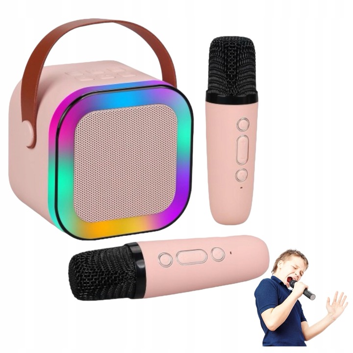 BEZPRZEWODOWY PRZENOŚNY ZESTAW DO KARAOKE GŁOŚNIK BLUETOOTH + 2x MIKROFON