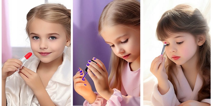 ZESTAW KUFEREK KOSMETYKÓW DO MAKIJAŻU I PAZNOKCI DLA DZIECI PREZENT 52PCS