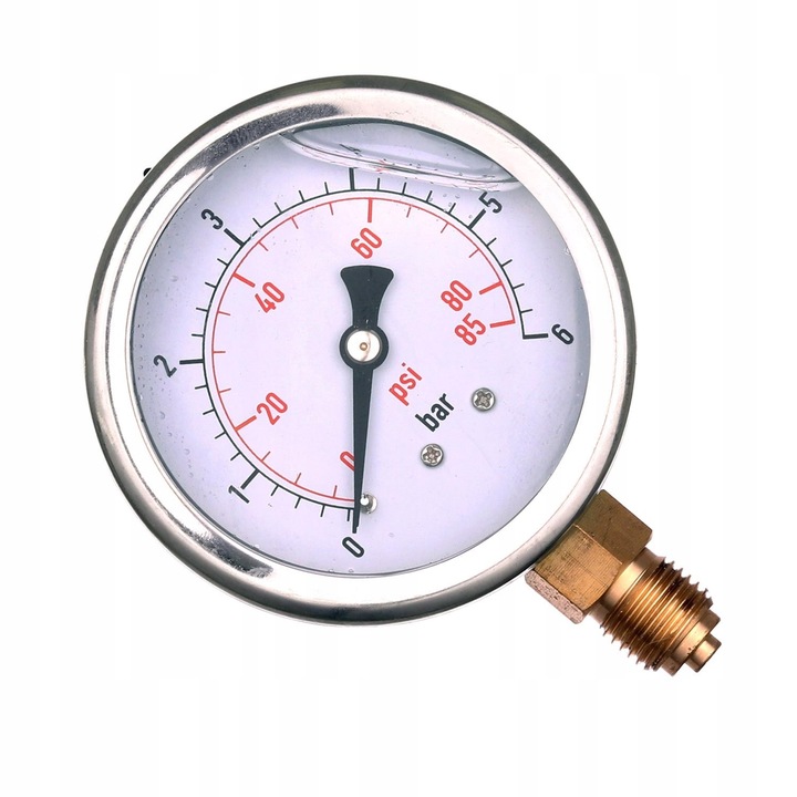 Manometr glicerynowy Pneumatyczny 0-6 bar dolny 1/4" ZEGAR BAR PSI