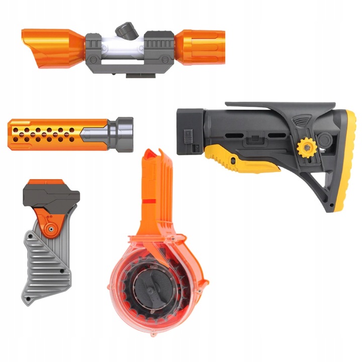 BLASTER SQUAD PISTOLET AUTOMAT MODUŁOWY MAGAZYNEK NA 25 STRZAŁEK +DODATKI