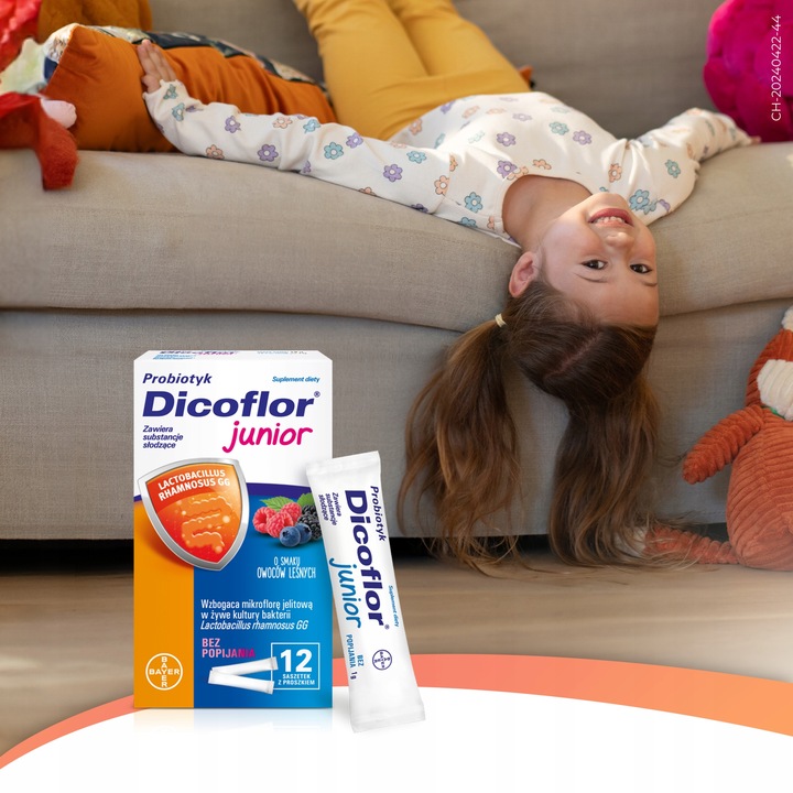 Zestaw Dicoflor Junior Owoce leśne, probiotyk 3x 12 saszetek