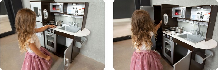 KUCHNIA DREWNIANA DLA DZIECI RETRO KUCHENKA DUŻA ŚWIATŁO LED + TABLICA