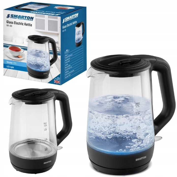 Czajnik Elektryczny 1,7L Szklany Podświetlany SMARTON WK 400 2200W