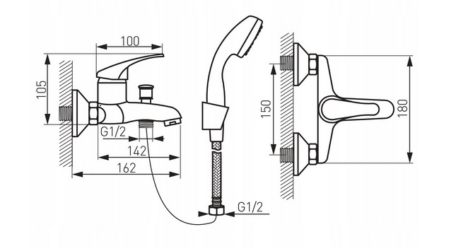 Bateria wannowo-prysznicowa Ferro Basic chrom