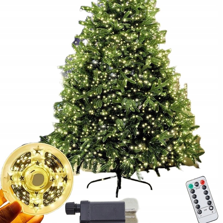 Zewnętrzne lampki choinkowe 1000 LED 100m, IP67 do dekoracji świątecznych