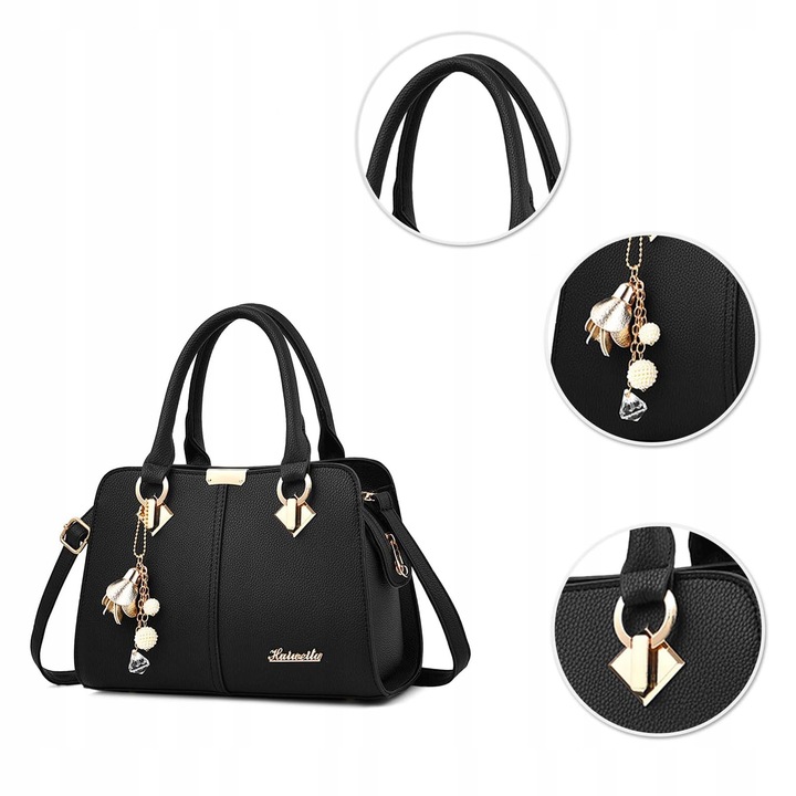 SKÓRZANA POJEMNA TORBA SHOPPER NA RAMIĘ DAMSKA MIELSKA TOREBKA BRELOK