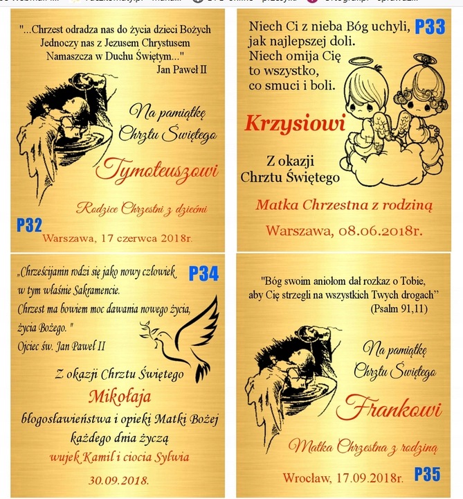 Łańcuszek Złoty Medalik Chrzest Komunia Grawer