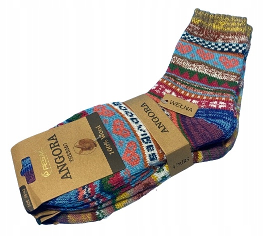 4x ZIMOWE CIEPŁE SKARPETY WEŁNIANE ANGORA PREZENT świąteczne POD CHOINKE