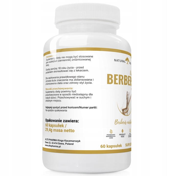 Berberis Ekstrakt 400mg BERBERYS na stres 120 kaps