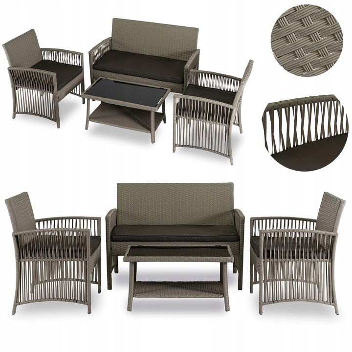 Zestaw Mebli Ogrodowych Technorattan Taras Ogród Komplet Brązowy FILADELFIA