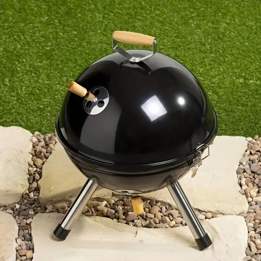 GRILL KOPUŁOWY OGRODOWY ZAMYKANY GRIL Z POKRYWKĄ WĘGLOWY BRYKIET OKRĄGŁY