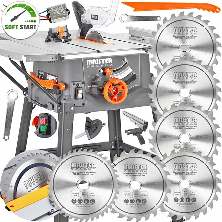 Piła Stołowa 3400w Krajzega Przecinarka Drewna Tarczowa Soft Start 4-b