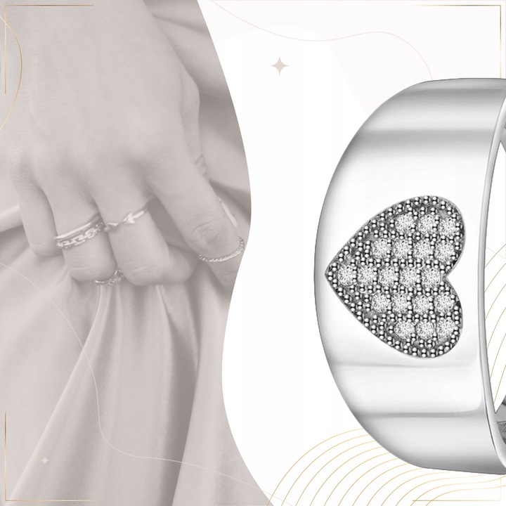 SREBRNY pierścionek OBRĄCZKA SREBRO 925 z CYRKONIAMI wyjątkowy PREZENT