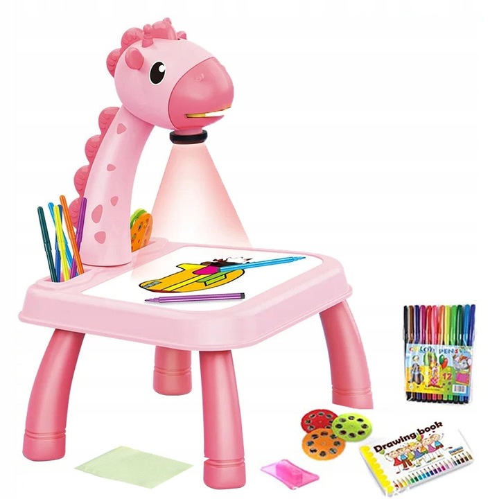 Projektor Rzutnik do Rysowania Slajdy Mazaki NÓŻKI ŻYRAFA MUZYKA DŹWIĘKI