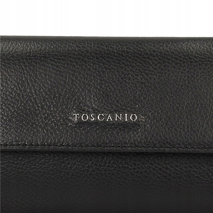 Kopertówka Damska Skóra Naturalna Elegancka Wyjściowa Pojemna Czarna E68