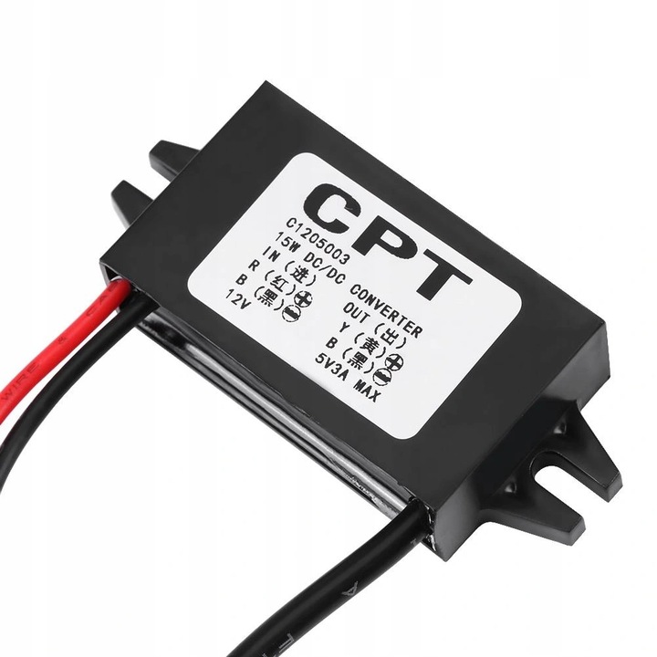 PRZETWORNICA DC - NAPIĘCIA KONWERTER 12V-5V 3A USB DC-DC STEP-DOWN