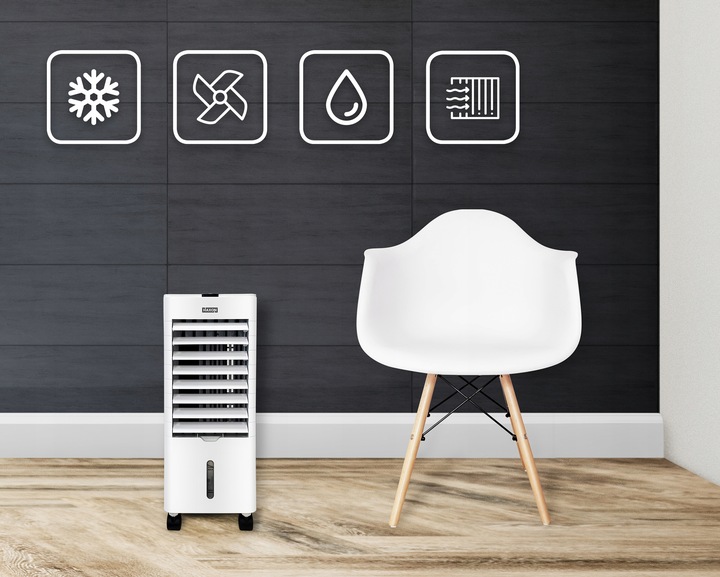 Klimatyzator wodny przenośny HAXON ZAX 4w1 LED nawilżacz pilot + wkłady