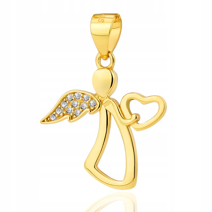 Medalik Pozłacany Aniołek pr. 925 na Pamiątkę Chrztu Świętego dla Dziecka