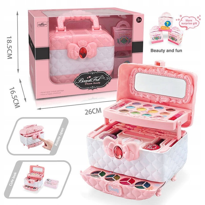 KUFEREK KOSMETYKÓW MAKEUP DLA DZIECI DO MALOWANIA MAKIJAŻU DLA DZIECI XXL