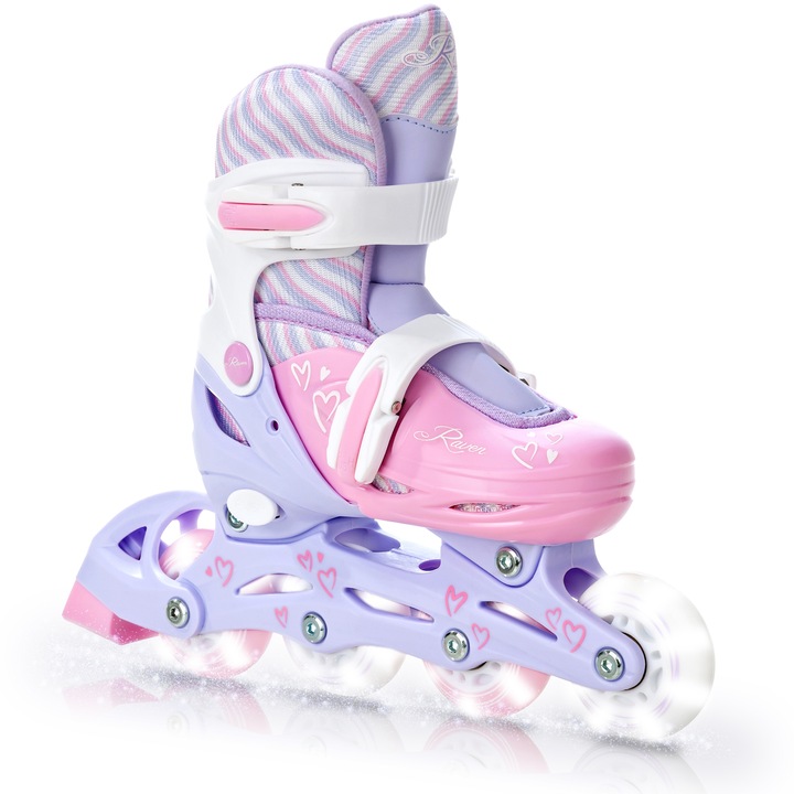 Rolki Regulowane RAVEN Loret Lila/Pink 30-33 Kółka LED