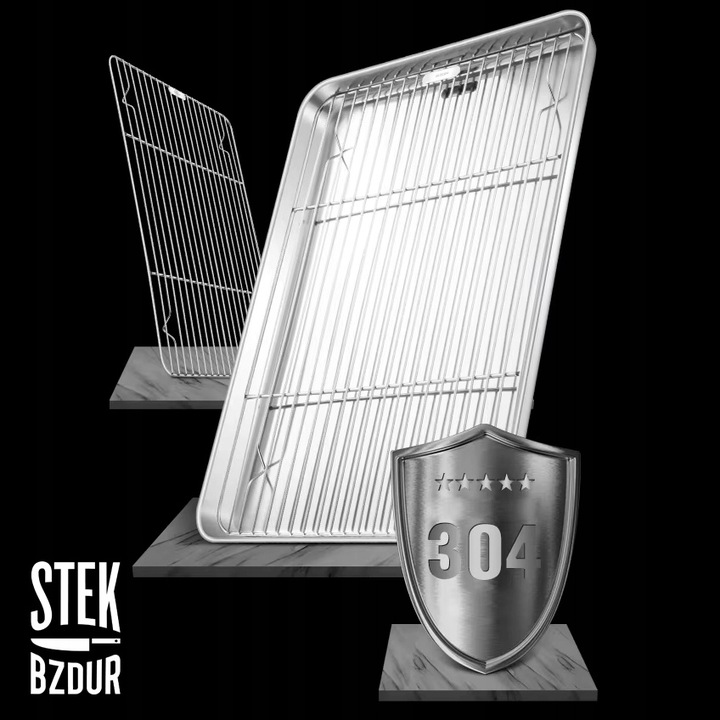 Zestaw 3x Kratka Ociekowa z Tacką do Odpoczynku Mięsa Pieczenia Chłodzenia