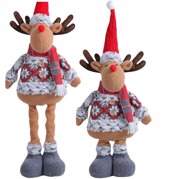 Skrzat Krasnal Świąteczny Teleskopowy Duży Gnom Wysoki Renifer Regulowany