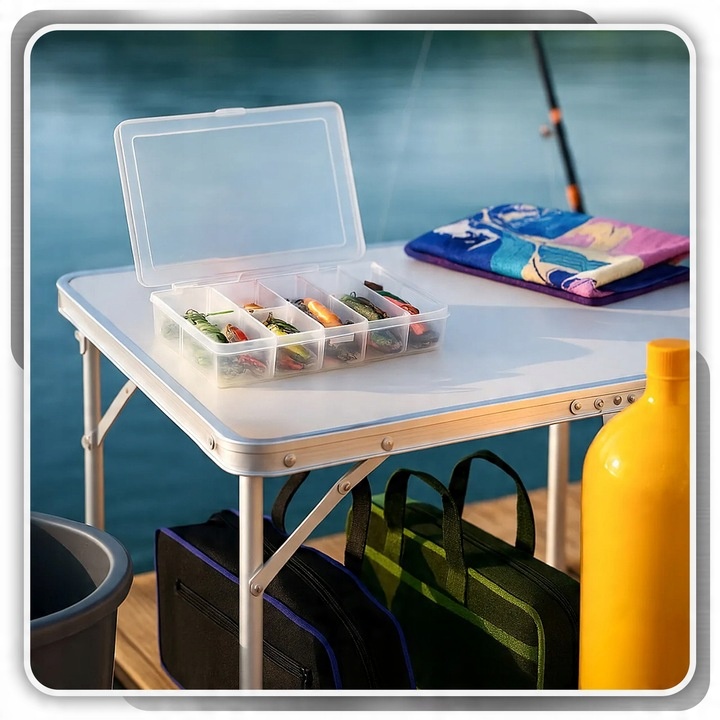 STOLIK TURYSTYCZNY SKŁADANY WALIZKA KEMPINGOWY NA RYBY BIWAK 60X40X25 -S-