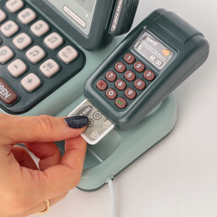 KASA FISKALNA SKLEPOWA INTERAKTYWNA SKANER WYŚWIETLACZ LCD DZWIĘK AKCESORIA