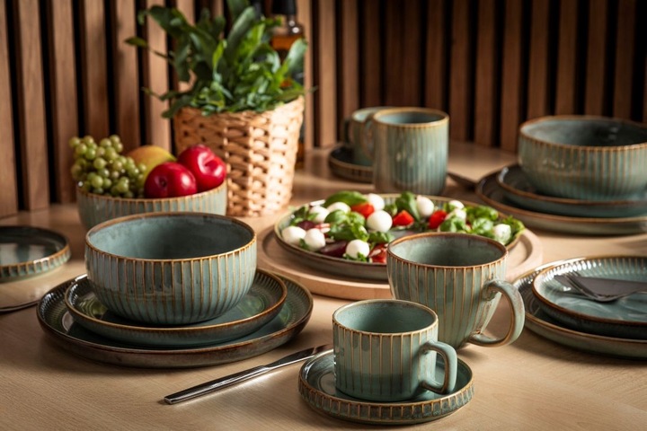 Kubki do kawy porcelanowe zestaw 6 kubków Altom Design Reactive Sage 400 ml