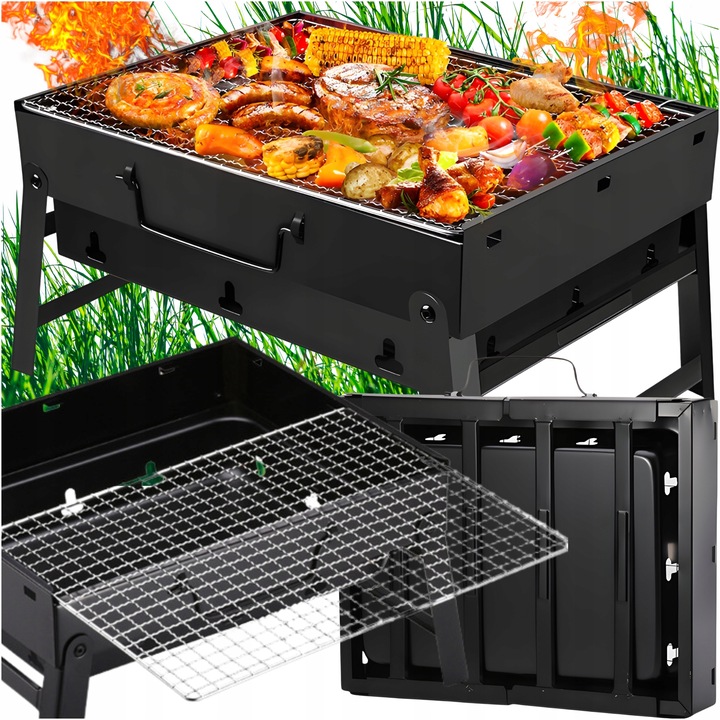 ZESTAW GRILL OGRODOWY WĘGLOWY TURYSTYCZNY |SKŁADANY |+ AKCESORIA DO GRILLA