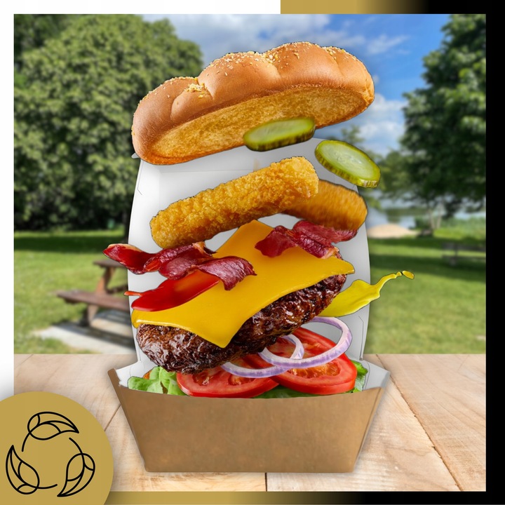 Opakowanie na Hamburgera Pudełko Burger Box Kraft Duże 150x150x80mm 100szt