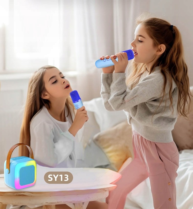 PRZENOŚNY GŁOŚNIK ZESTAW KARAOKE BEZPRZEWODOWY MIKROFON BLUETOOTH USB