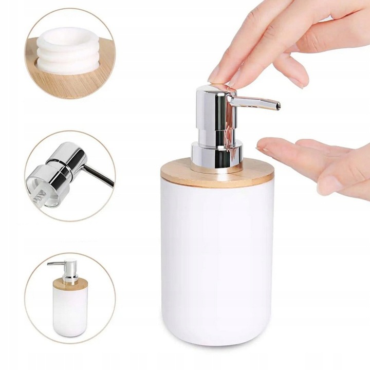 ZESTAW ŁAZIENKOWY 6 ELEMENTÓW AKCESORIA DO WC KOSZ DOZOWNIK BIAŁY KOMPLET