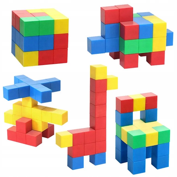 Klocki magnetyczne edukacyjne KOSTKI SZEŚCIANY Zestaw 64 el. magnesy