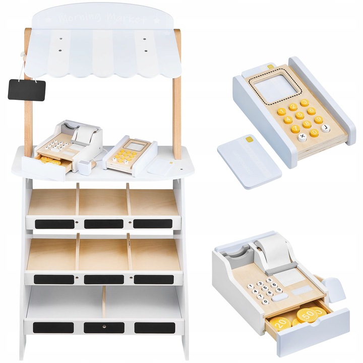 Edukacyjna Zabawka Dla Dzieci Drewniany Stragan z Kasą i Terminalem
