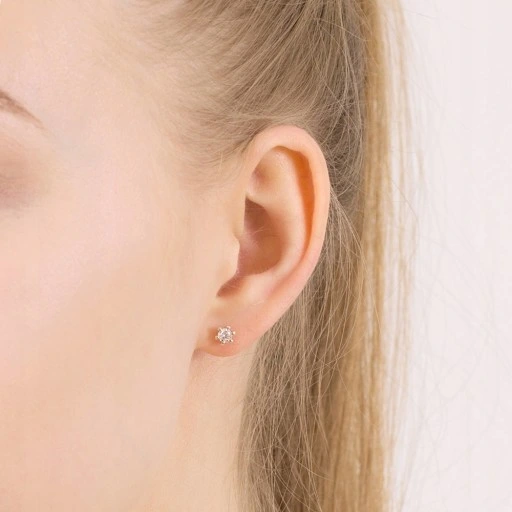 POJEDYNCZY ZŁOTY KOLCZYK pr. 333 z CYRKONIĄ 4mm