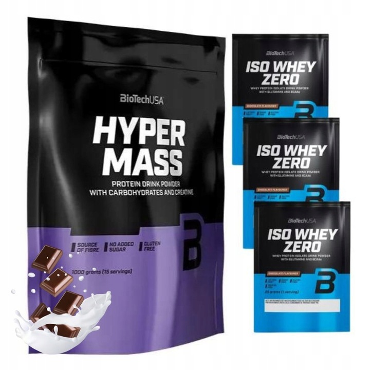 BIOTECH HYPER MASS 1000g GAINER WĘGLOWODANY + BIOTECH ISO WHEY ZERO 25 g