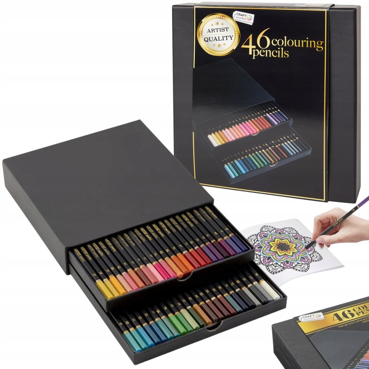 KREDKI OŁÓWKOWE PROFESJONALNE MIĘKKIE ZESTAW DO RYSOWANIA KREDEK 46 KOL