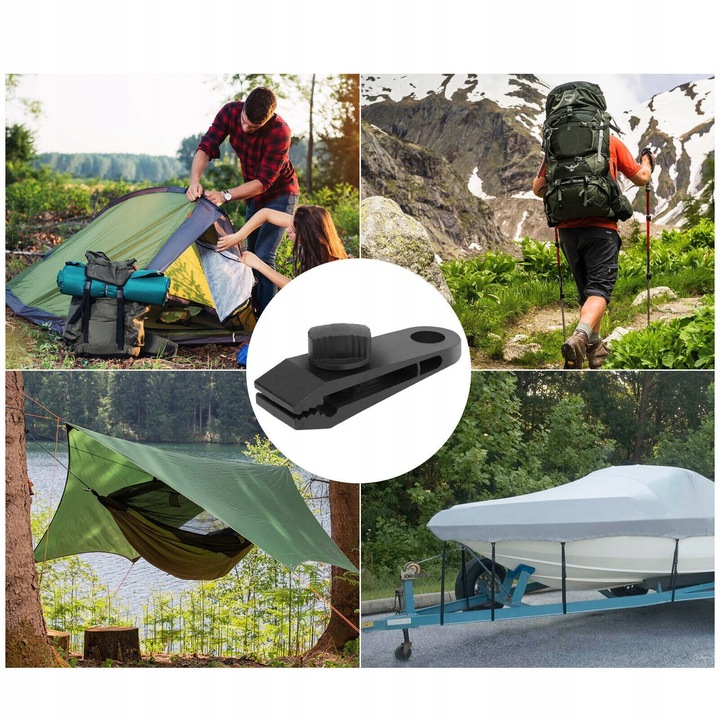 10X KLIPSÓW DO DUŻYCH OBCIĄŻEŃ Z 10 NAPINACZEM, 10 KARABIŃCZYKÓW DO MARKIZ