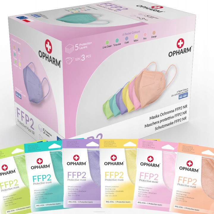 Maska Ochronna FFP2 36 sztuk Display Pastel