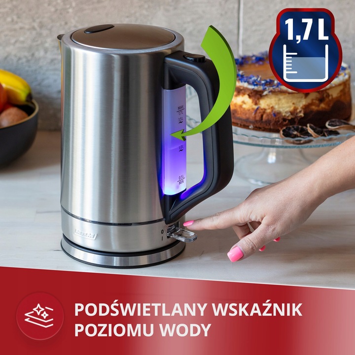 Czajnik elektryczny bezprzewodowy stal inox 2200W MPM MCZ-121M