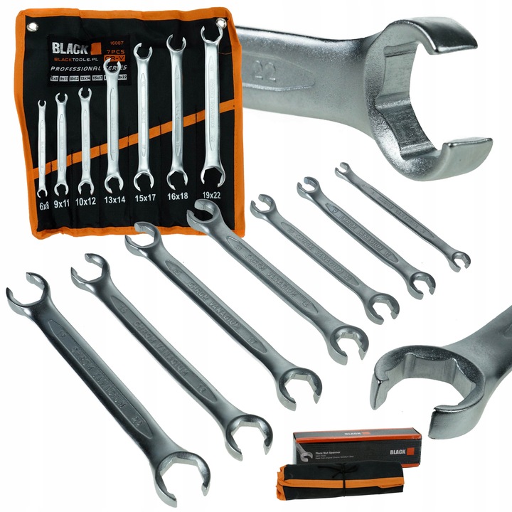 KLUCZE półotwarte OCZKOWE DO PRZEWODÓW ZESTAW 6-22MM 7EL KluczeCRV VANADIUM