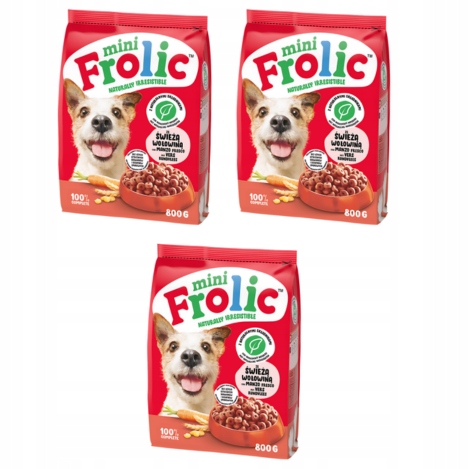 Frolic Mini XS/S sucha karma dla PSA z Wołowiną 3x800g