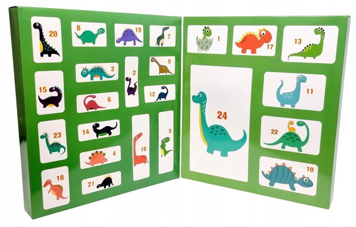 Kalendarz Adwentowy Świąteczny dla Dzieci 24 Dinozaury Kolejka Akcesoria