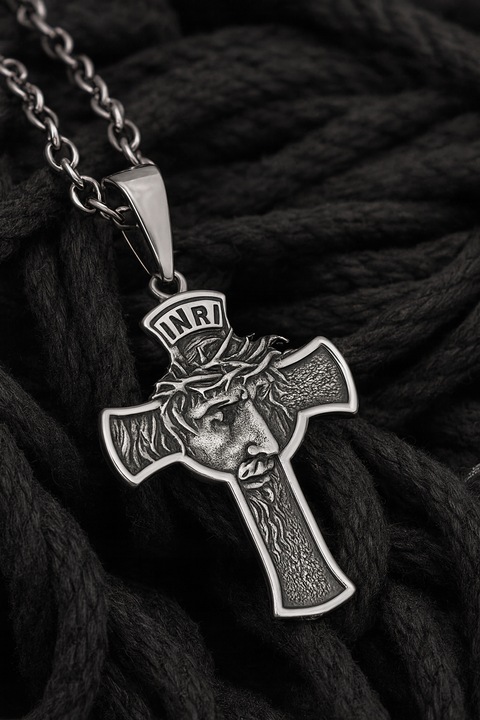 KRZYŻ SREBRNY CHRYSTUS SREBRO PRÓBA 925 OKSYDOWANY DO ŁAŃCUSZKÓW MĘSKICH